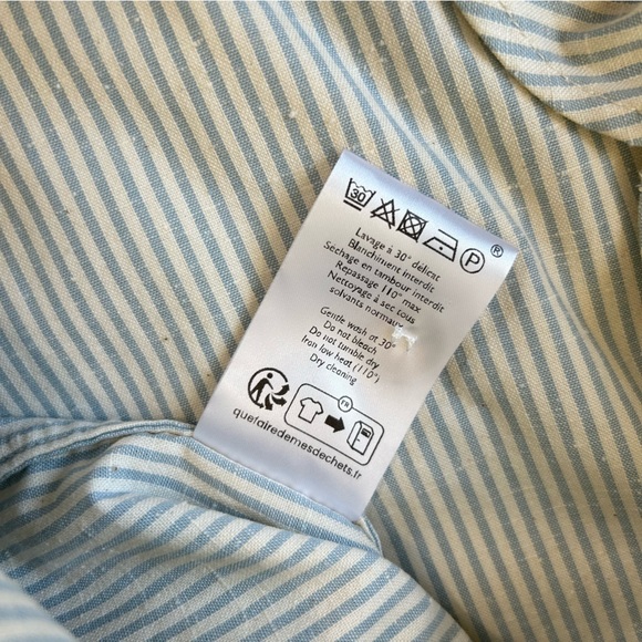 SEZANE Celia Dress Blue White Stripe Wmn’s Sz Small Chic stylish French Vibes - Picture 11 of 12